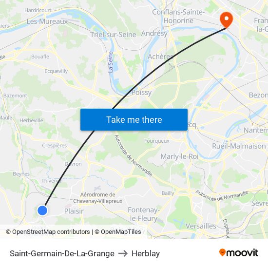 Saint-Germain-De-La-Grange to Herblay map