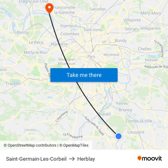 Saint-Germain-Les-Corbeil to Herblay map