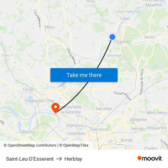 Saint-Leu-D'Esserent to Herblay map