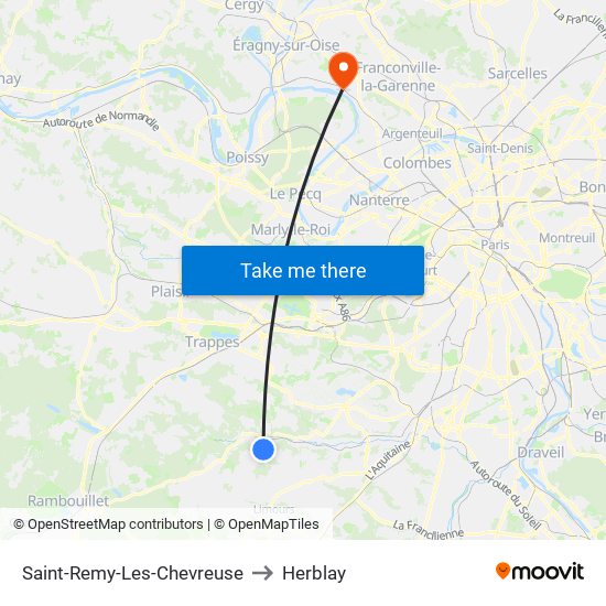 Saint-Remy-Les-Chevreuse to Herblay map