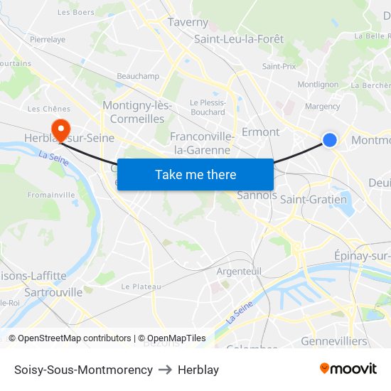 Soisy-Sous-Montmorency to Herblay map