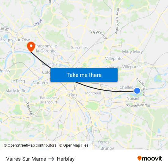 Vaires-Sur-Marne to Herblay map