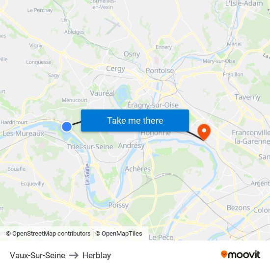 Vaux-Sur-Seine to Herblay map