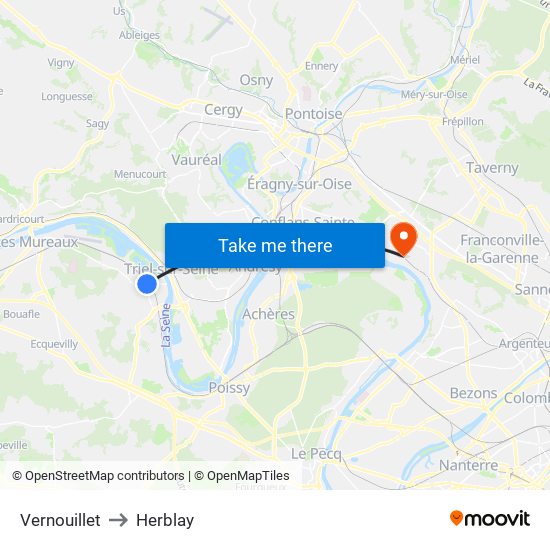 Vernouillet to Herblay map
