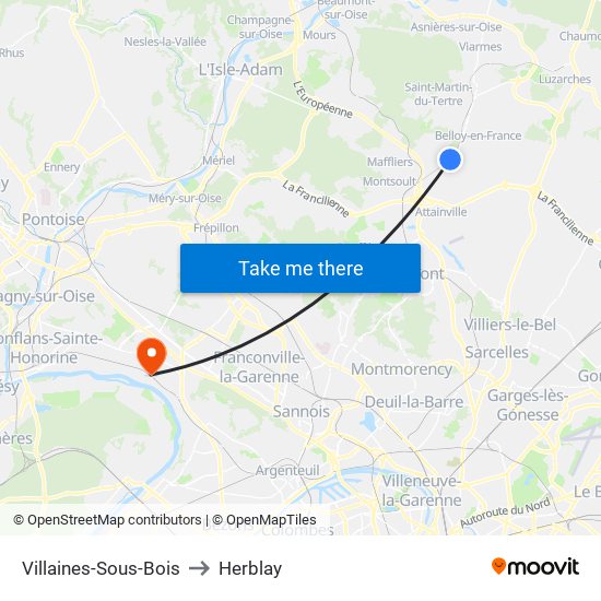 Villaines-Sous-Bois to Herblay map