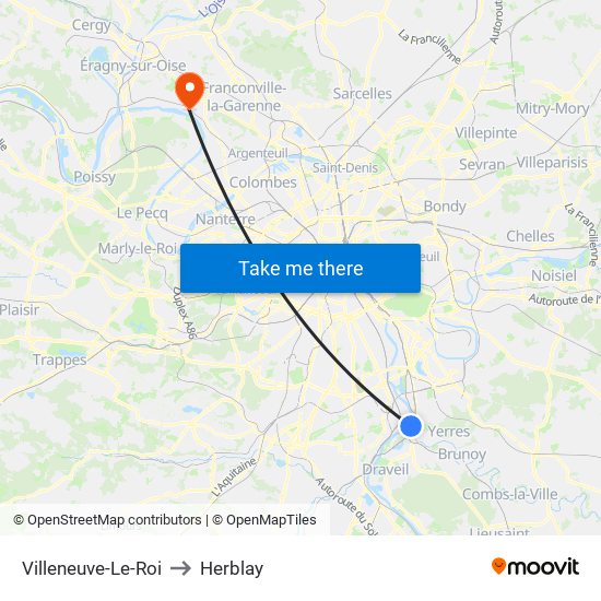 Villeneuve-Le-Roi to Herblay map