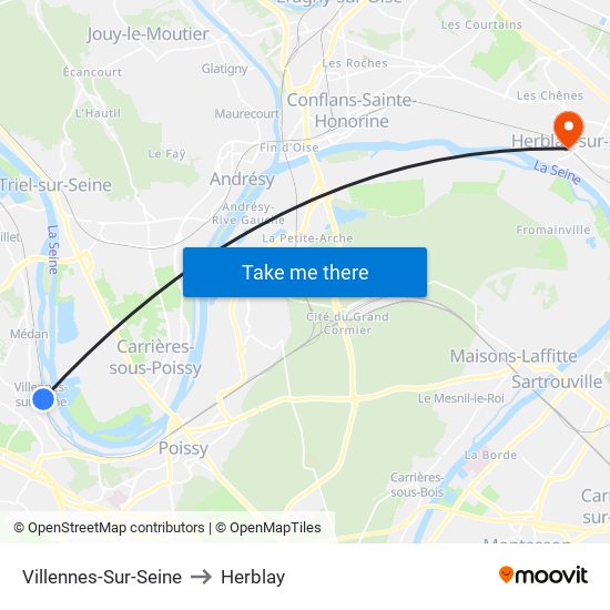 Villennes-Sur-Seine to Herblay map