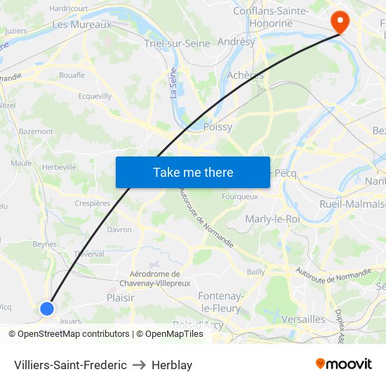 Villiers-Saint-Frederic to Herblay map