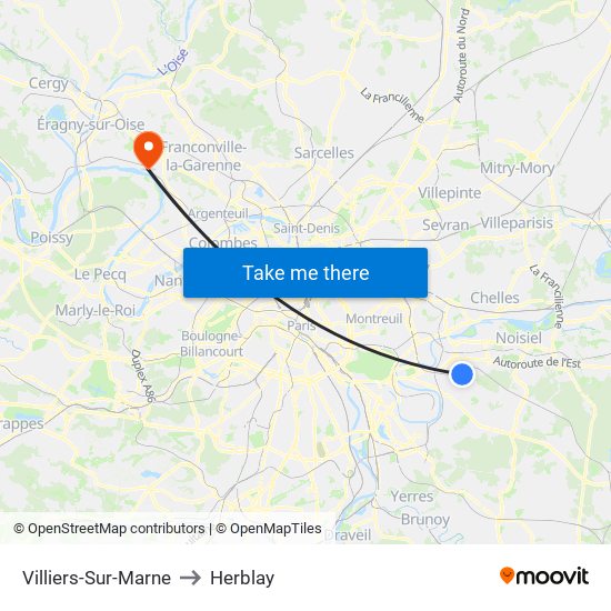 Villiers-Sur-Marne to Herblay map