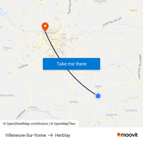 Villeneuve-Sur-Yonne to Herblay map
