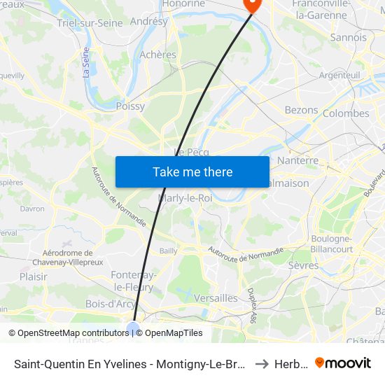 Saint-Quentin En Yvelines - Montigny-Le-Bretonneux to Herblay map