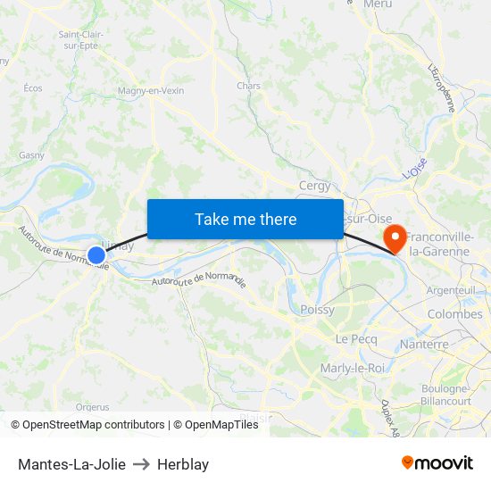 Mantes-La-Jolie to Herblay map