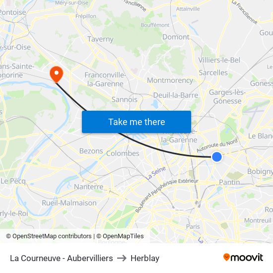 La Courneuve - Aubervilliers to Herblay map