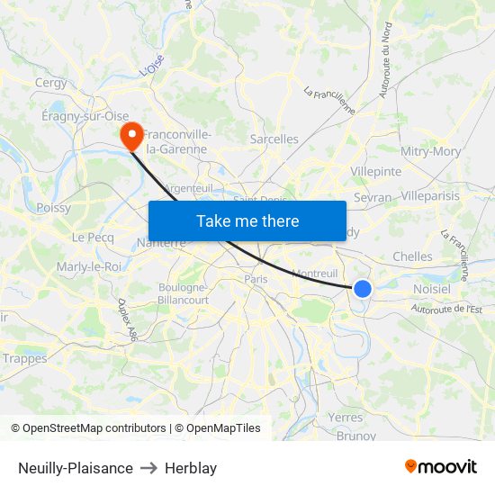 Neuilly-Plaisance to Herblay map