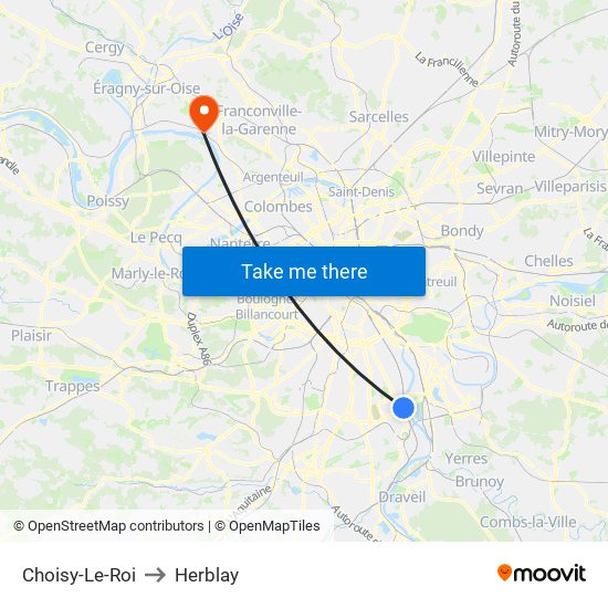 Choisy-Le-Roi to Herblay map