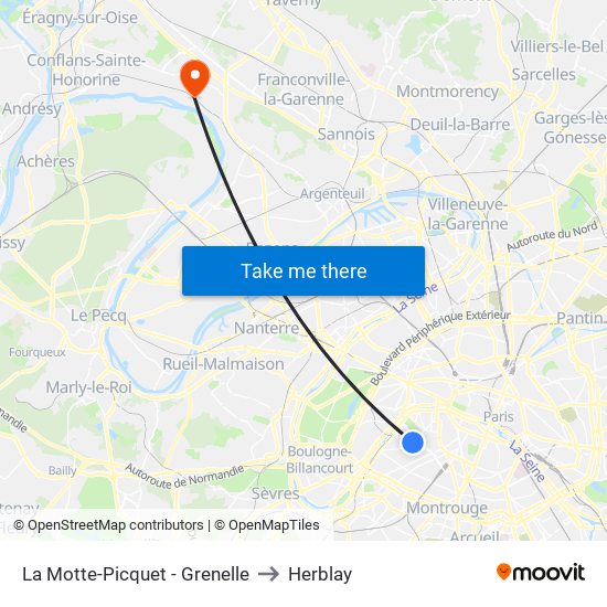 La Motte-Picquet - Grenelle to Herblay map