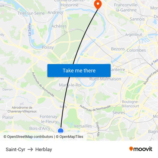 Saint-Cyr to Herblay map