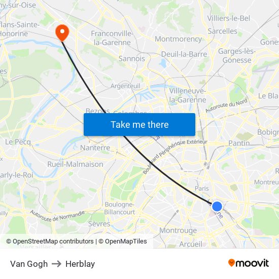 Van Gogh to Herblay map