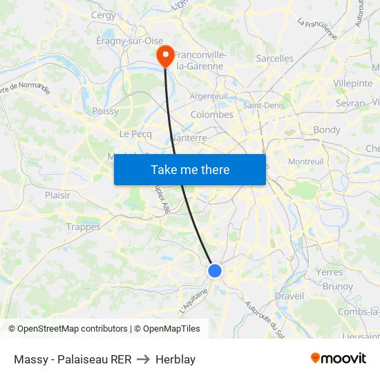 Massy - Palaiseau RER to Herblay map
