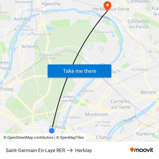Saint-Germain-En-Laye RER to Herblay map