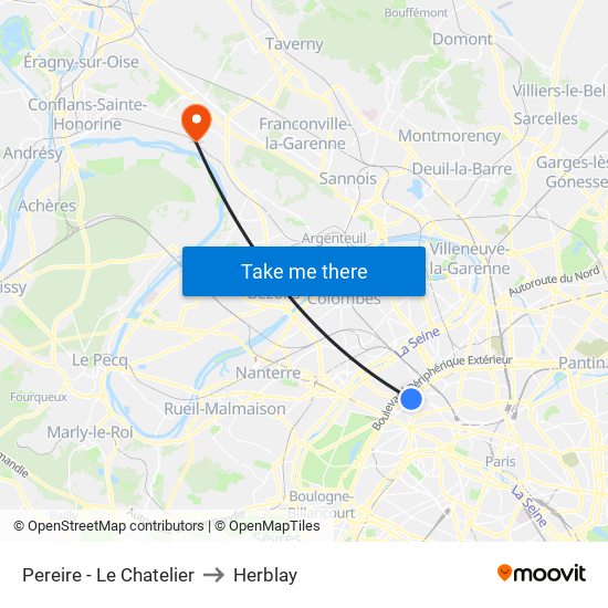 Pereire - Le Chatelier to Herblay map