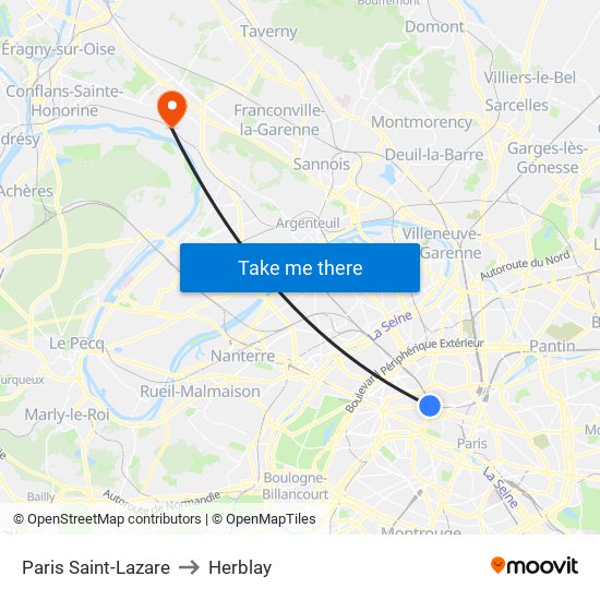 Paris Saint-Lazare to Herblay map
