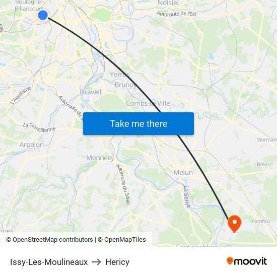 Issy-Les-Moulineaux to Hericy map