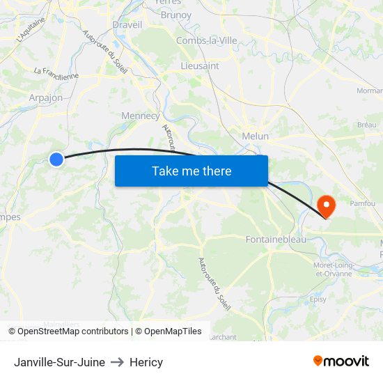Janville-Sur-Juine to Hericy map