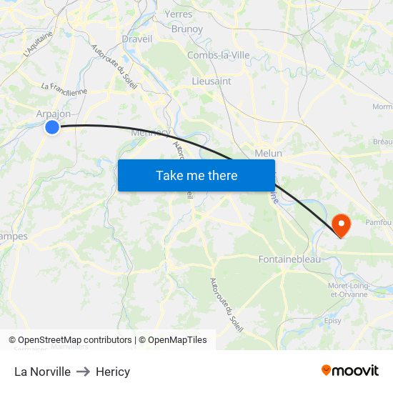 La Norville to Hericy map