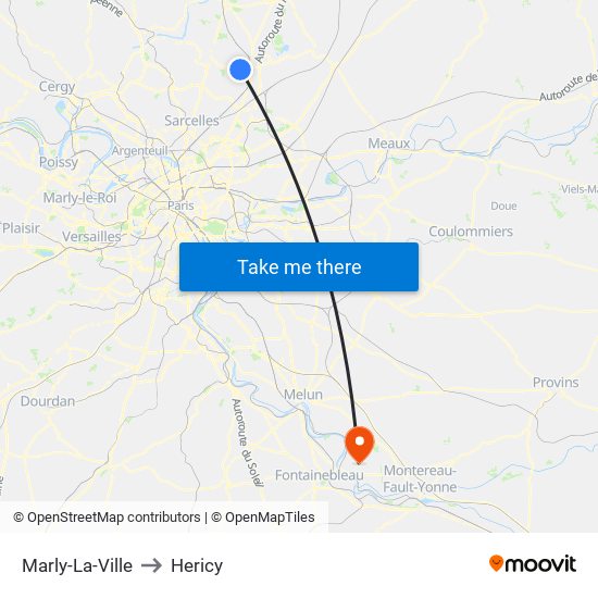Marly-La-Ville to Hericy map