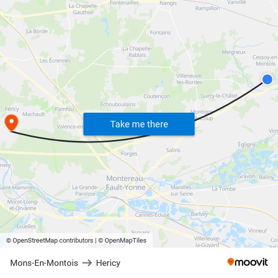 Mons-En-Montois to Hericy map
