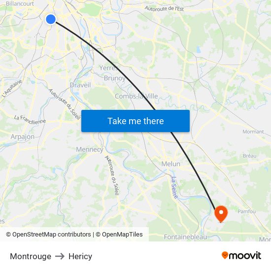 Montrouge to Hericy map