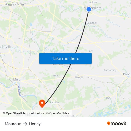 Mouroux to Hericy map