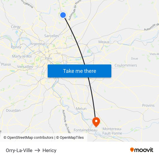 Orry-La-Ville to Hericy map
