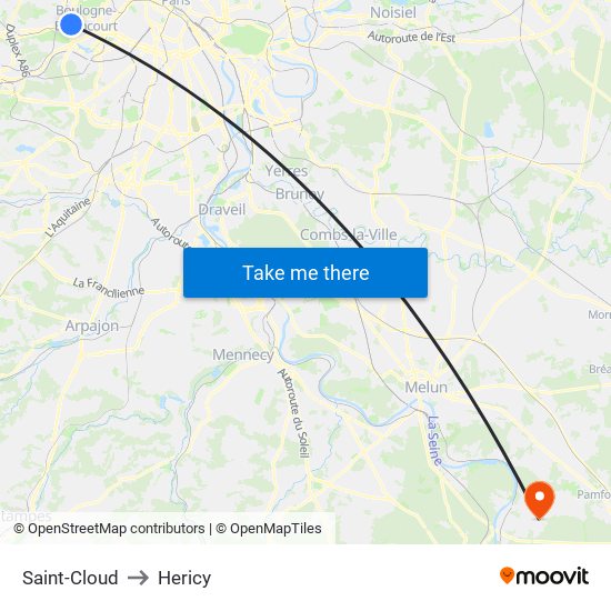 Saint-Cloud to Hericy map