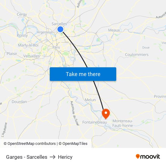 Garges - Sarcelles to Hericy map
