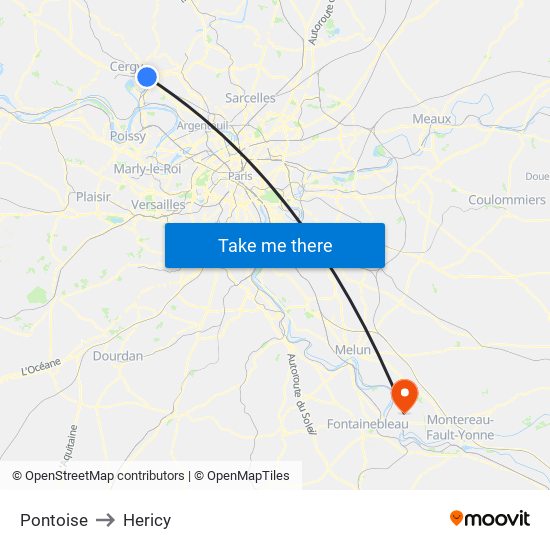 Pontoise to Hericy map