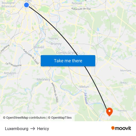 Luxembourg to Hericy map