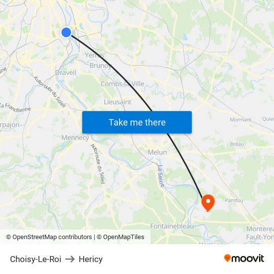 Choisy-Le-Roi to Hericy map