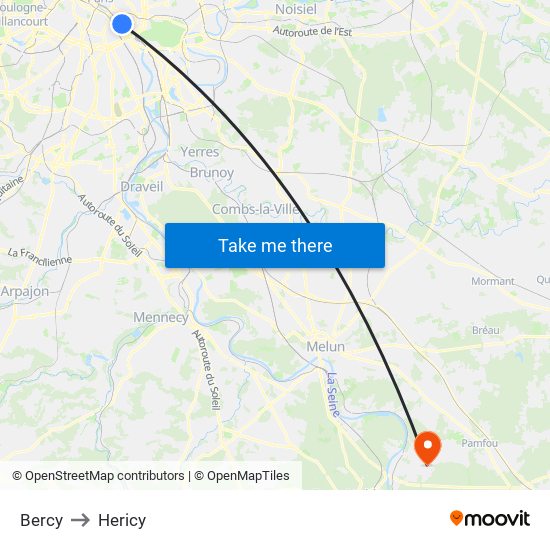 Bercy to Hericy map