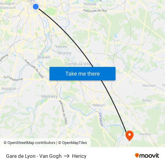 Gare de Lyon - Van Gogh to Hericy map