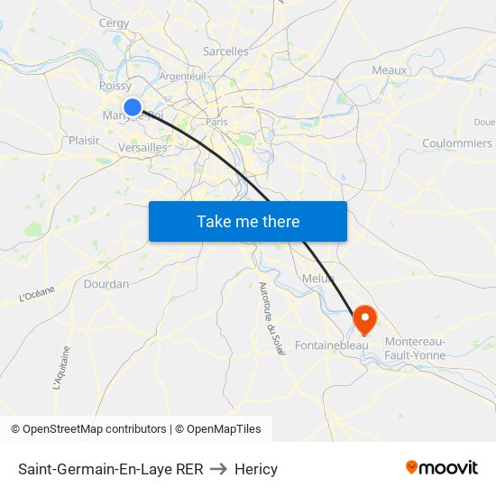 Saint-Germain-En-Laye RER to Hericy map