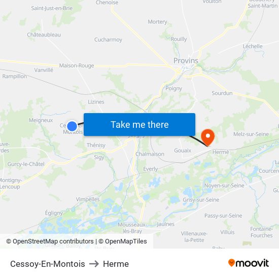 Cessoy-En-Montois to Herme map