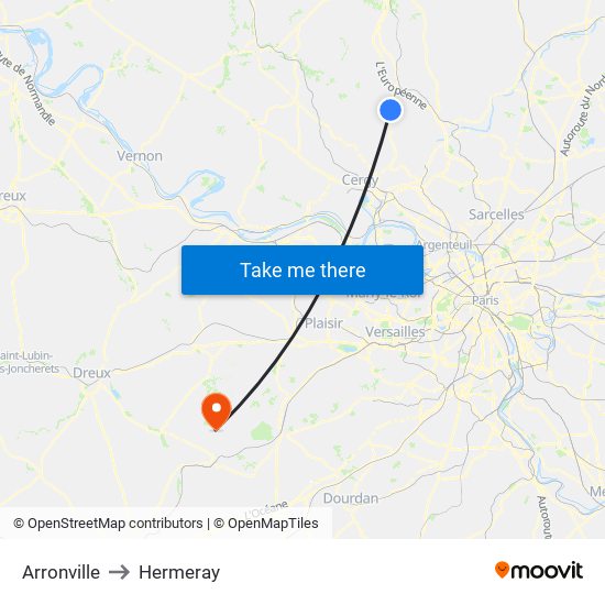 Arronville to Hermeray map