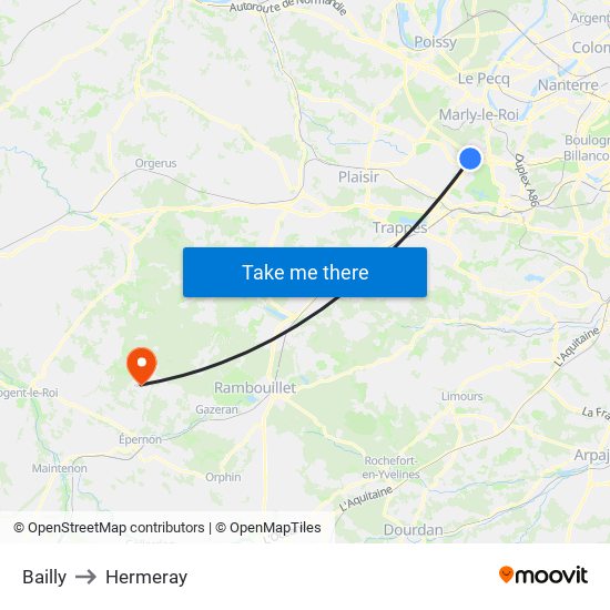 Bailly to Hermeray map