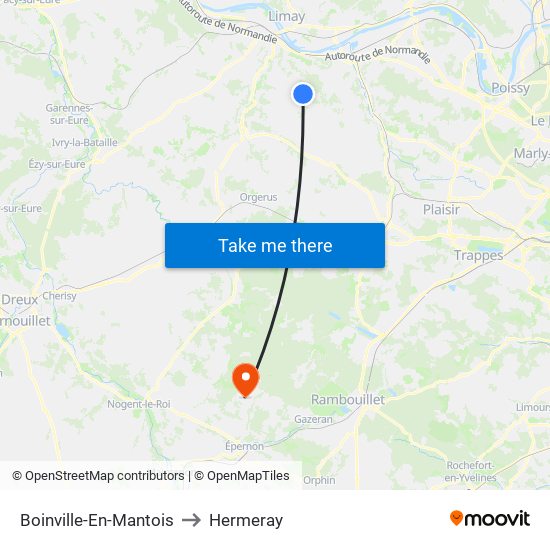 Boinville-En-Mantois to Hermeray map