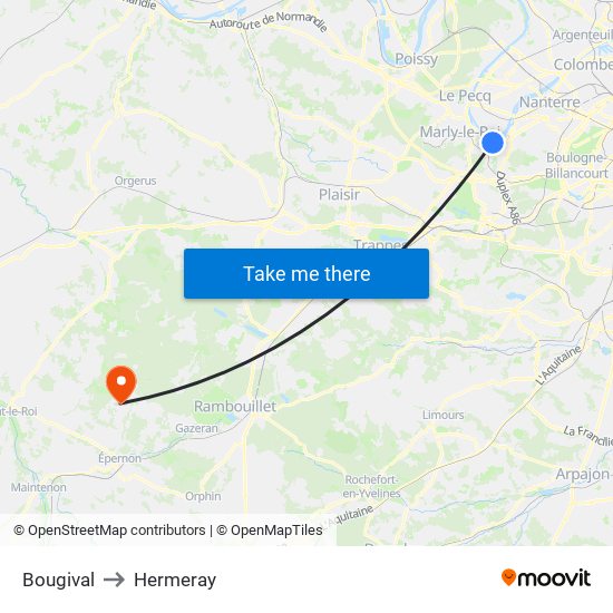 Bougival to Hermeray map