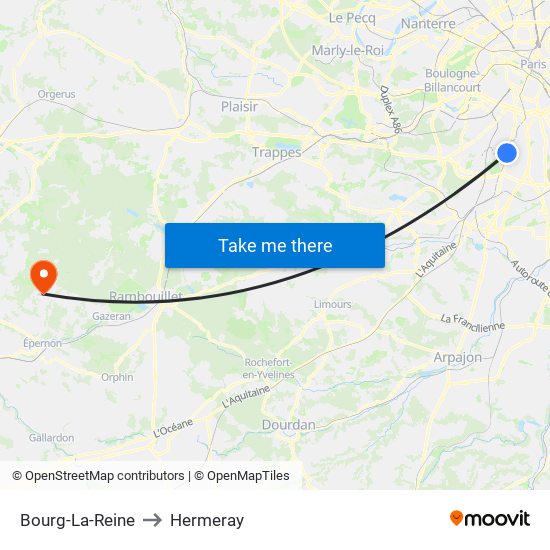 Bourg-La-Reine to Hermeray map