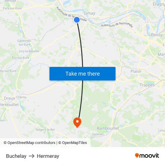 Buchelay to Hermeray map