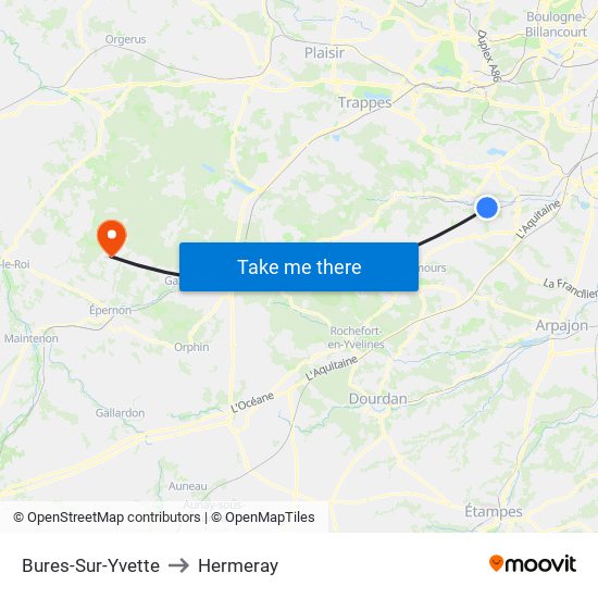 Bures-Sur-Yvette to Hermeray map